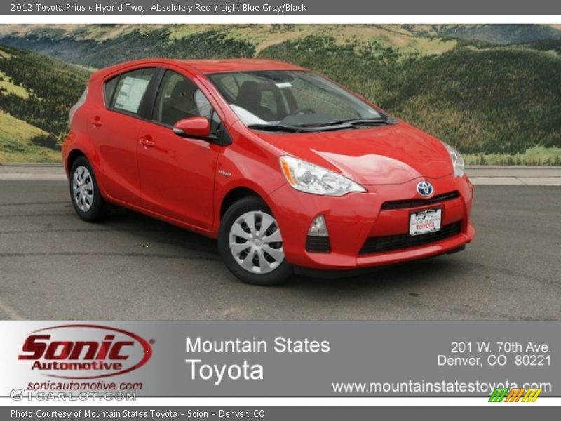 Absolutely Red / Light Blue Gray/Black 2012 Toyota Prius c Hybrid Two