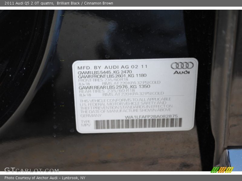 Brilliant Black / Cinnamon Brown 2011 Audi Q5 2.0T quattro