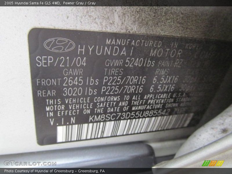 Pewter Gray / Gray 2005 Hyundai Santa Fe GLS 4WD