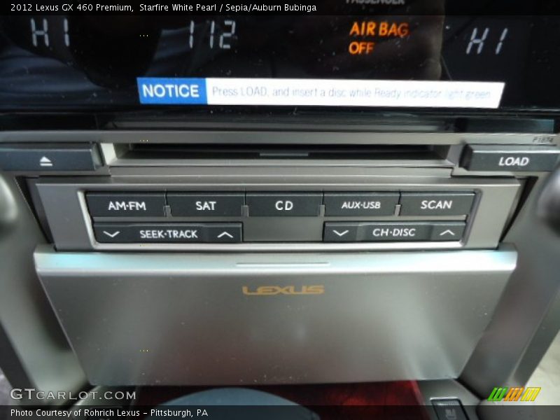 Starfire White Pearl / Sepia/Auburn Bubinga 2012 Lexus GX 460 Premium