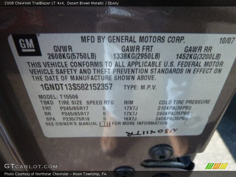 Desert Brown Metallic / Ebony 2008 Chevrolet TrailBlazer LT 4x4