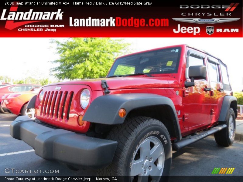 Flame Red / Dark Slate Gray/Med Slate Gray 2008 Jeep Wrangler Unlimited X 4x4