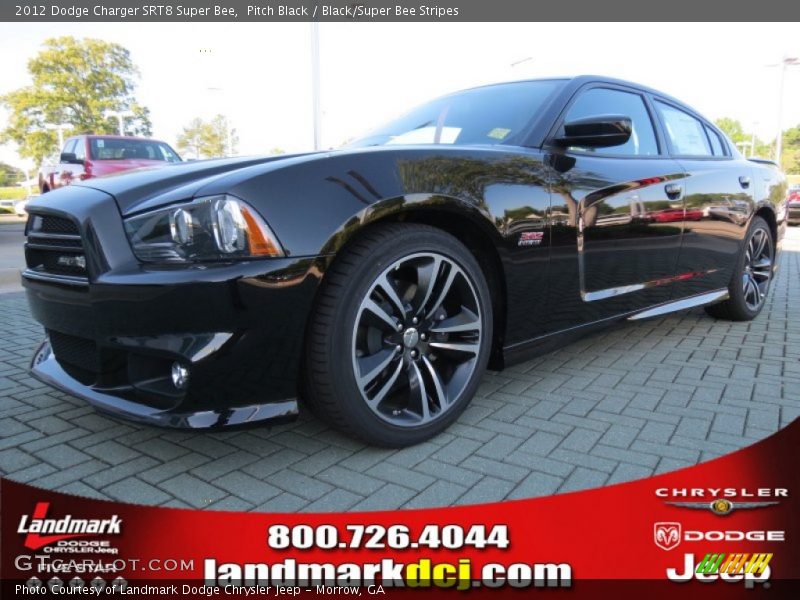 Pitch Black / Black/Super Bee Stripes 2012 Dodge Charger SRT8 Super Bee