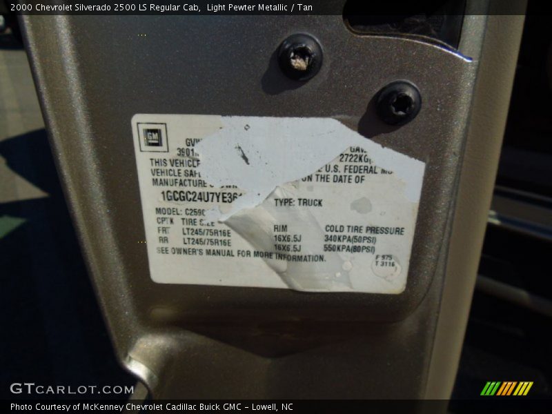 Light Pewter Metallic / Tan 2000 Chevrolet Silverado 2500 LS Regular Cab