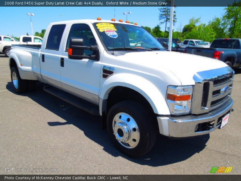 Oxford White / Medium Stone Grey 2008 Ford F450 Super Duty Lariat Crew Cab 4x4 Dually
