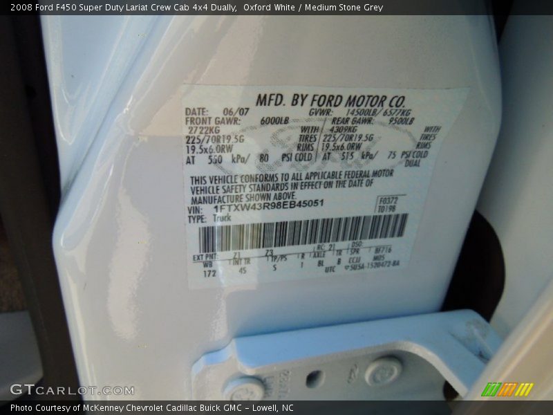 2008 F450 Super Duty Lariat Crew Cab 4x4 Dually Oxford White Color Code Z1