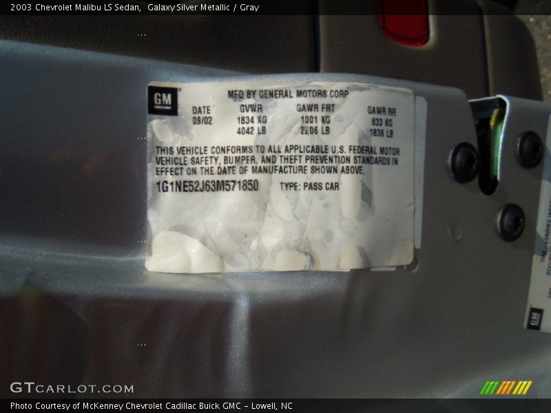 Galaxy Silver Metallic / Gray 2003 Chevrolet Malibu LS Sedan