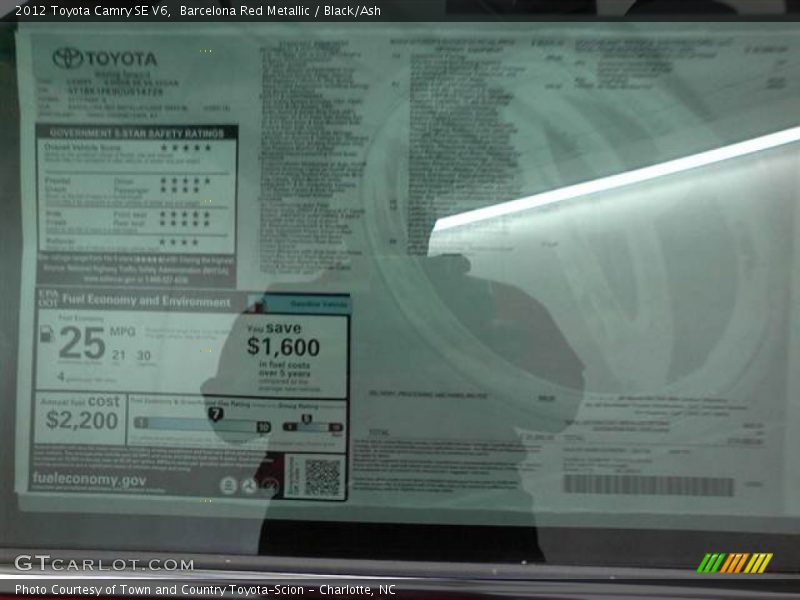 Barcelona Red Metallic / Black/Ash 2012 Toyota Camry SE V6