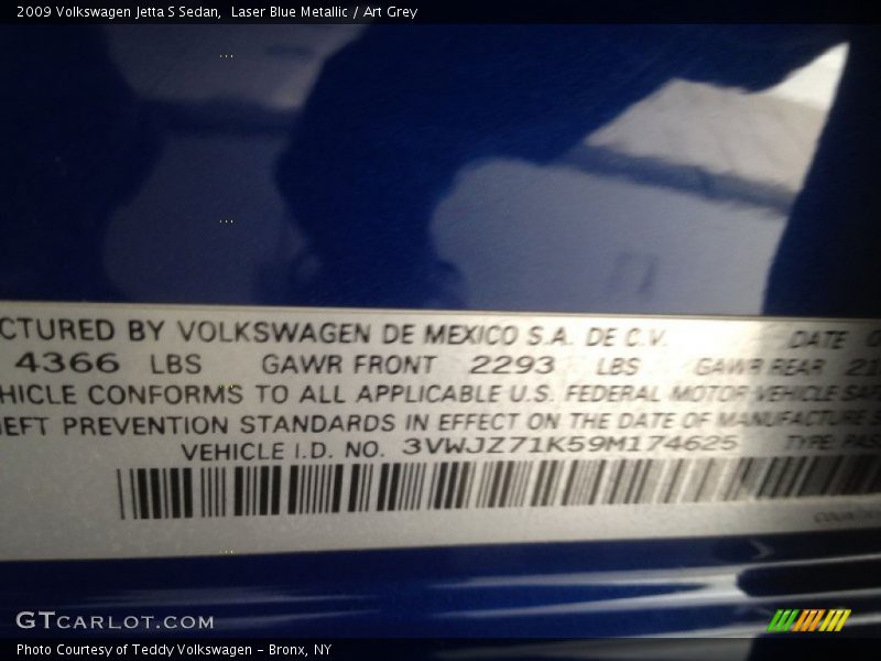 Laser Blue Metallic / Art Grey 2009 Volkswagen Jetta S Sedan