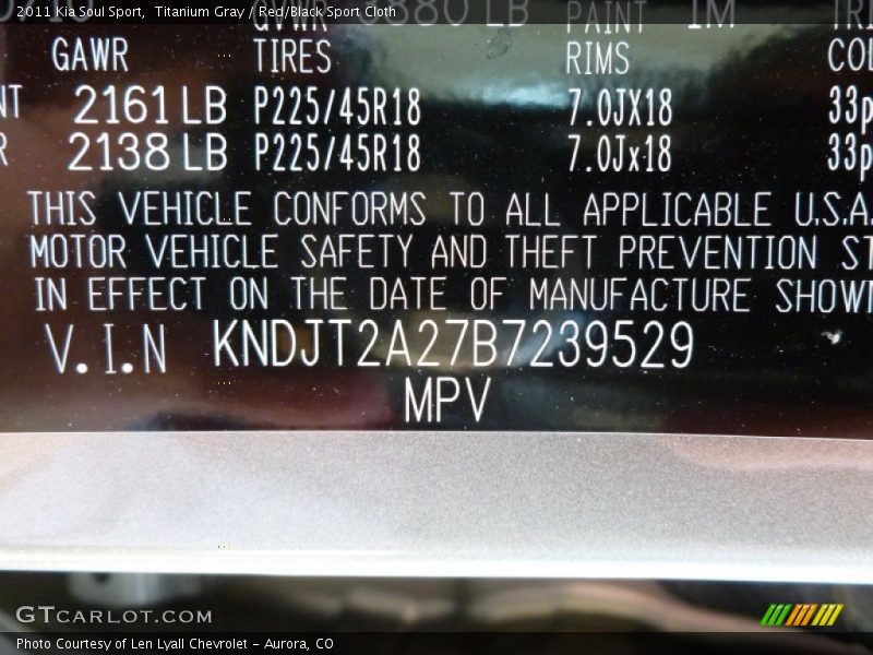 Titanium Gray / Red/Black Sport Cloth 2011 Kia Soul Sport