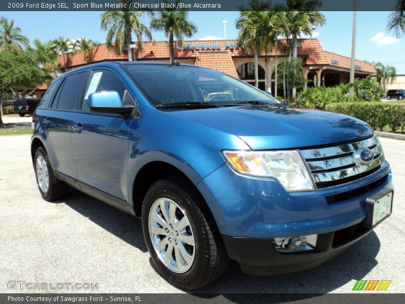 Sport Blue Metallic / Charcoal Black/Blue Alcantara 2009 Ford Edge SEL