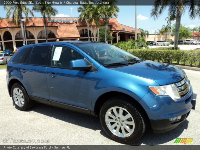 Sport Blue Metallic / Charcoal Black/Blue Alcantara 2009 Ford Edge SEL