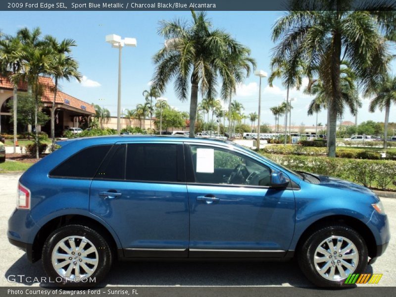 Sport Blue Metallic / Charcoal Black/Blue Alcantara 2009 Ford Edge SEL