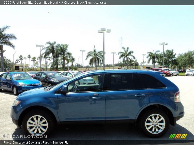 Sport Blue Metallic / Charcoal Black/Blue Alcantara 2009 Ford Edge SEL