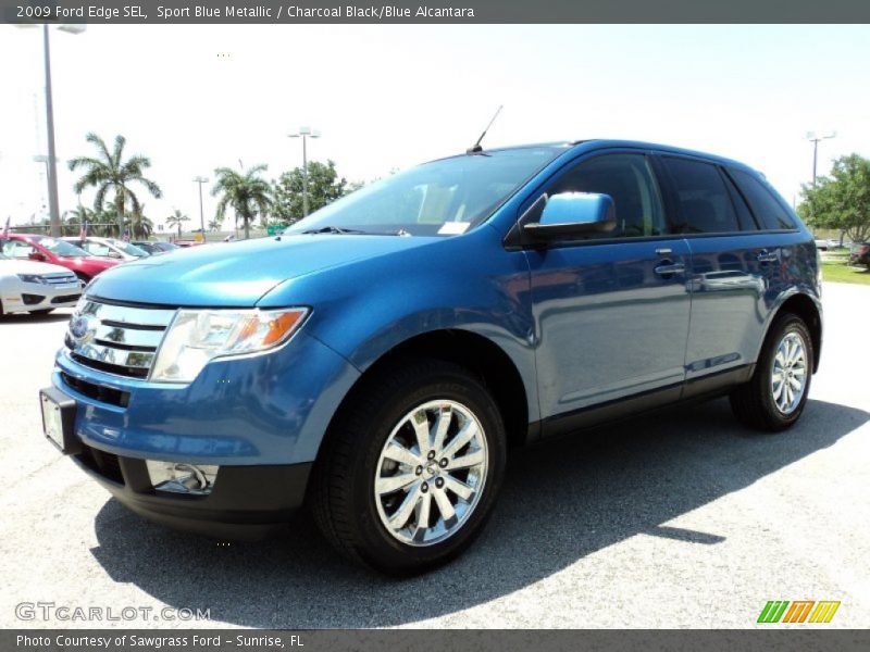 Sport Blue Metallic / Charcoal Black/Blue Alcantara 2009 Ford Edge SEL