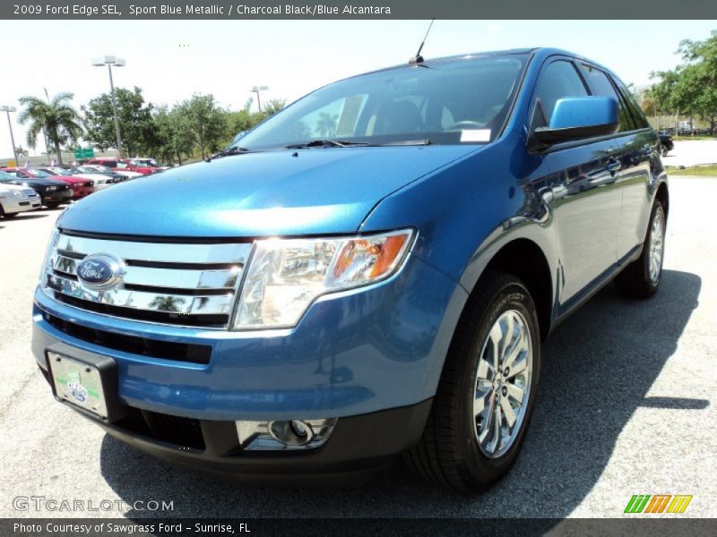 Sport Blue Metallic / Charcoal Black/Blue Alcantara 2009 Ford Edge SEL