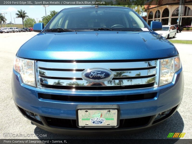 Sport Blue Metallic / Charcoal Black/Blue Alcantara 2009 Ford Edge SEL