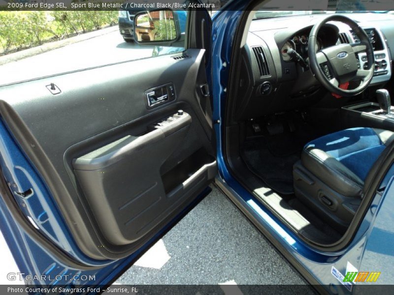 Sport Blue Metallic / Charcoal Black/Blue Alcantara 2009 Ford Edge SEL