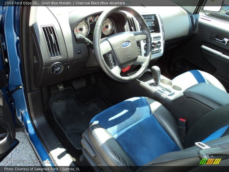 Sport Blue Metallic / Charcoal Black/Blue Alcantara 2009 Ford Edge SEL