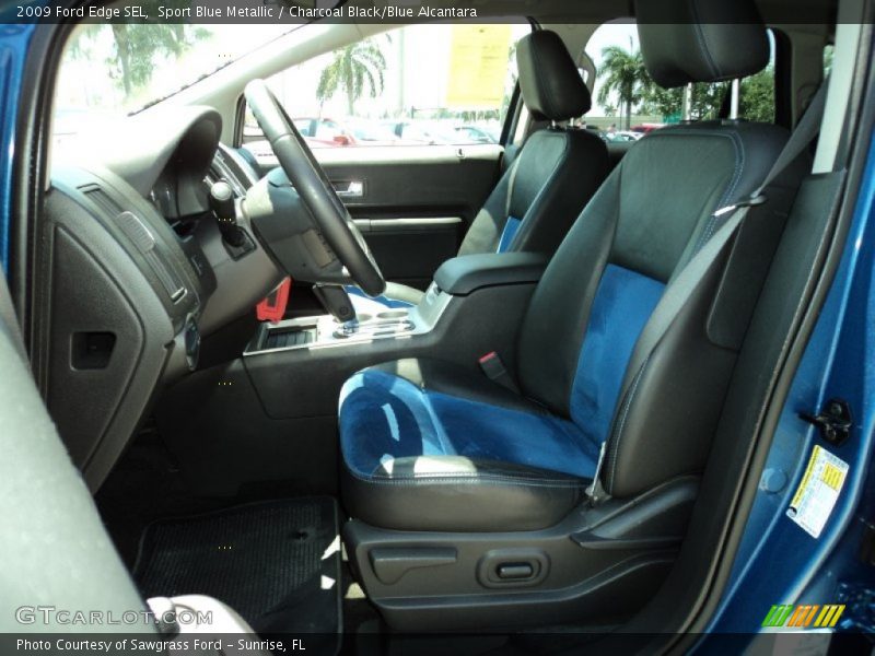 Sport Blue Metallic / Charcoal Black/Blue Alcantara 2009 Ford Edge SEL