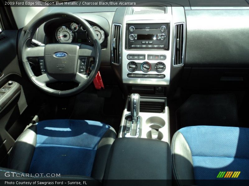 Sport Blue Metallic / Charcoal Black/Blue Alcantara 2009 Ford Edge SEL