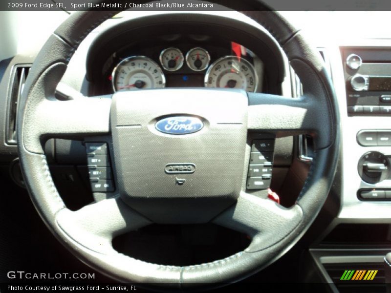 Sport Blue Metallic / Charcoal Black/Blue Alcantara 2009 Ford Edge SEL