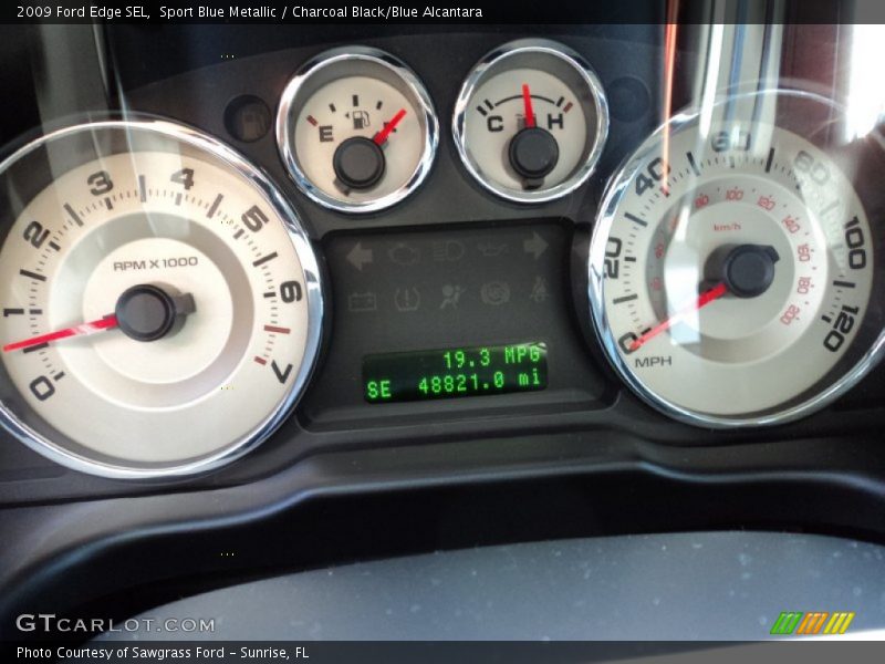 Sport Blue Metallic / Charcoal Black/Blue Alcantara 2009 Ford Edge SEL