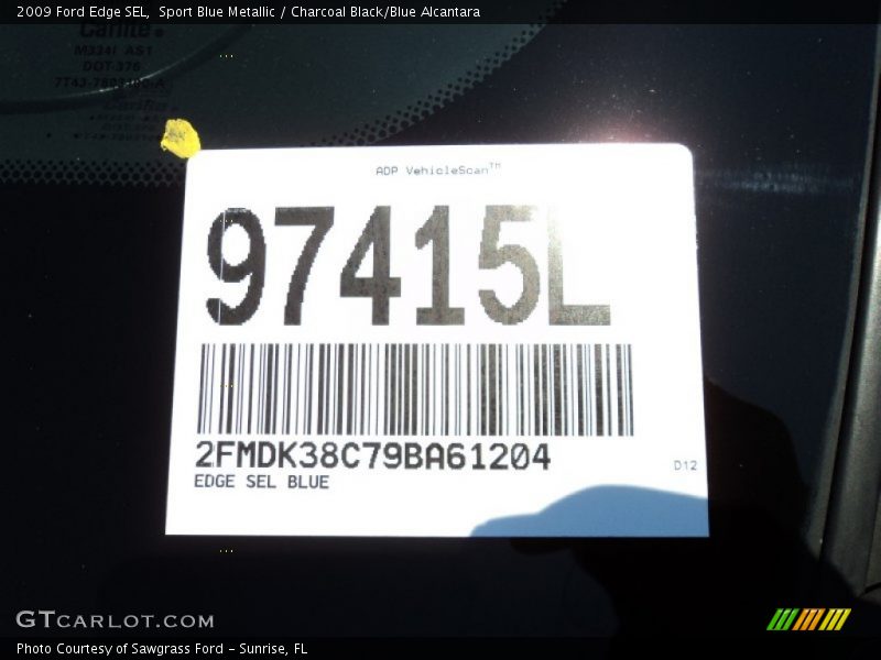 Sport Blue Metallic / Charcoal Black/Blue Alcantara 2009 Ford Edge SEL