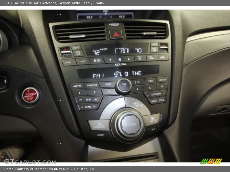 Aspen White Pearl / Ebony 2010 Acura ZDX AWD Advance