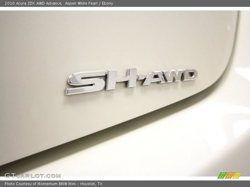 Aspen White Pearl / Ebony 2010 Acura ZDX AWD Advance
