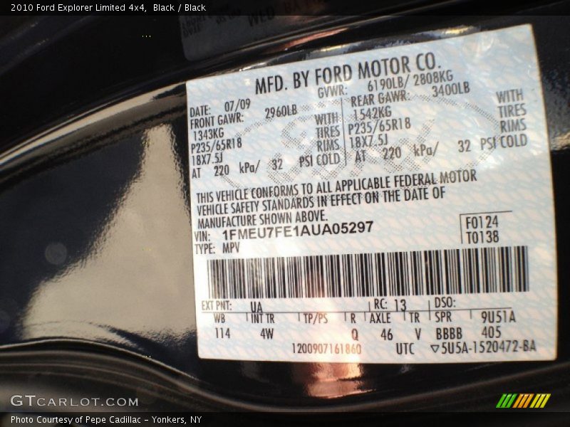 Black / Black 2010 Ford Explorer Limited 4x4