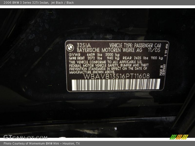 Jet Black / Black 2006 BMW 3 Series 325i Sedan