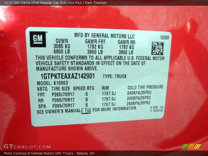 Fire Red / Dark Titanium 2010 GMC Sierra 1500 Regular Cab 4x4