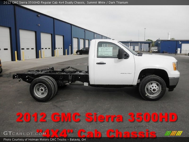 Summit White / Dark Titanium 2012 GMC Sierra 3500HD Regular Cab 4x4 Dually Chassis