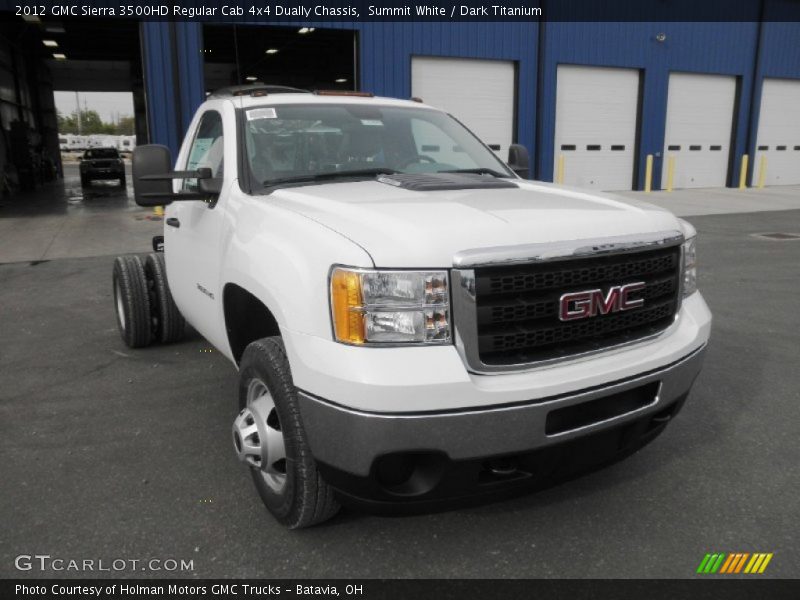 Summit White / Dark Titanium 2012 GMC Sierra 3500HD Regular Cab 4x4 Dually Chassis
