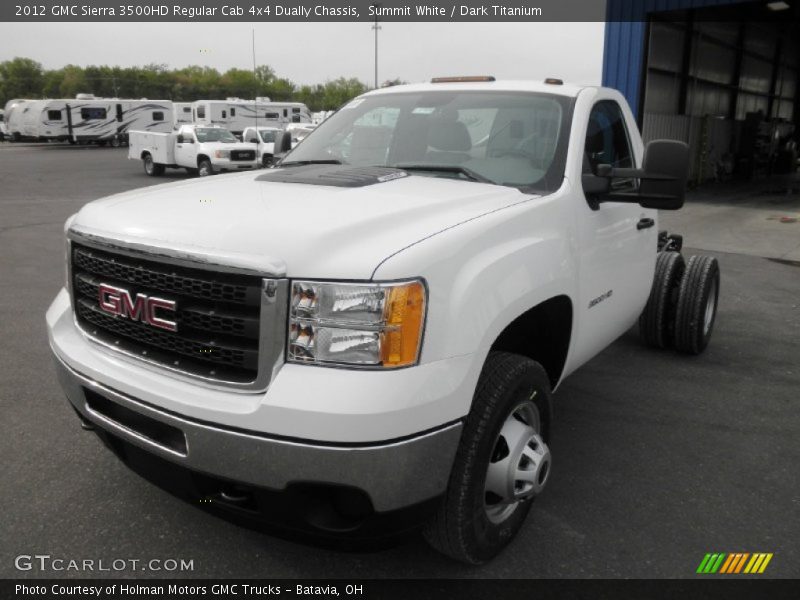 Summit White / Dark Titanium 2012 GMC Sierra 3500HD Regular Cab 4x4 Dually Chassis