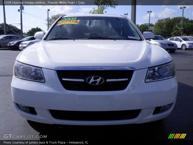 Powder White Pearl / Gray 2008 Hyundai Sonata Limited