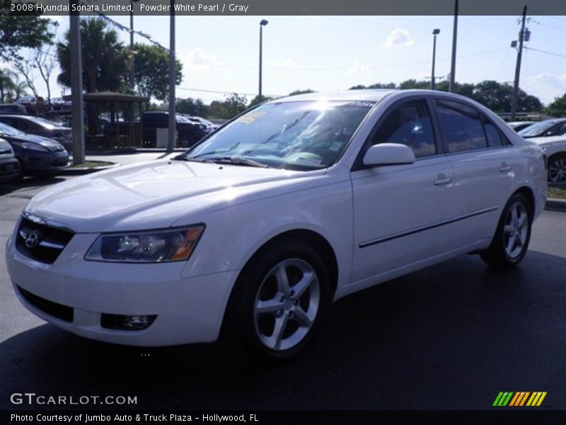 Powder White Pearl / Gray 2008 Hyundai Sonata Limited