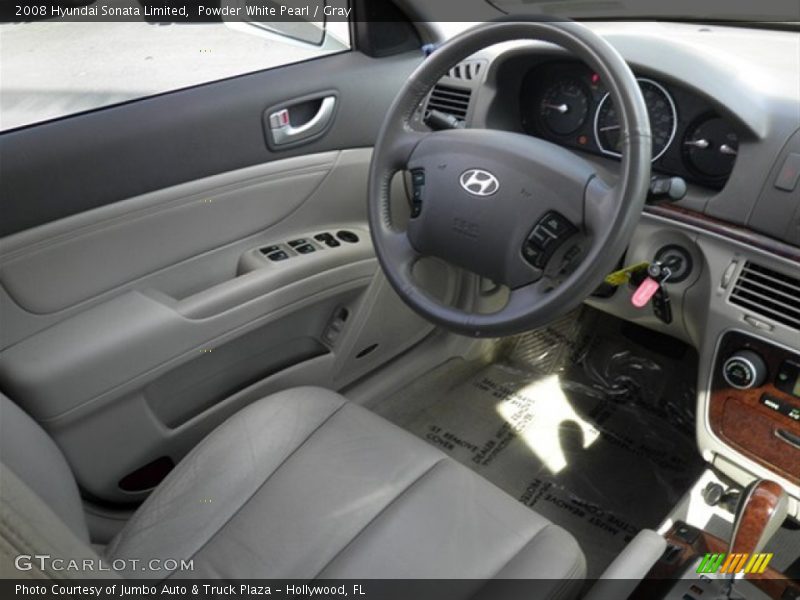 Powder White Pearl / Gray 2008 Hyundai Sonata Limited