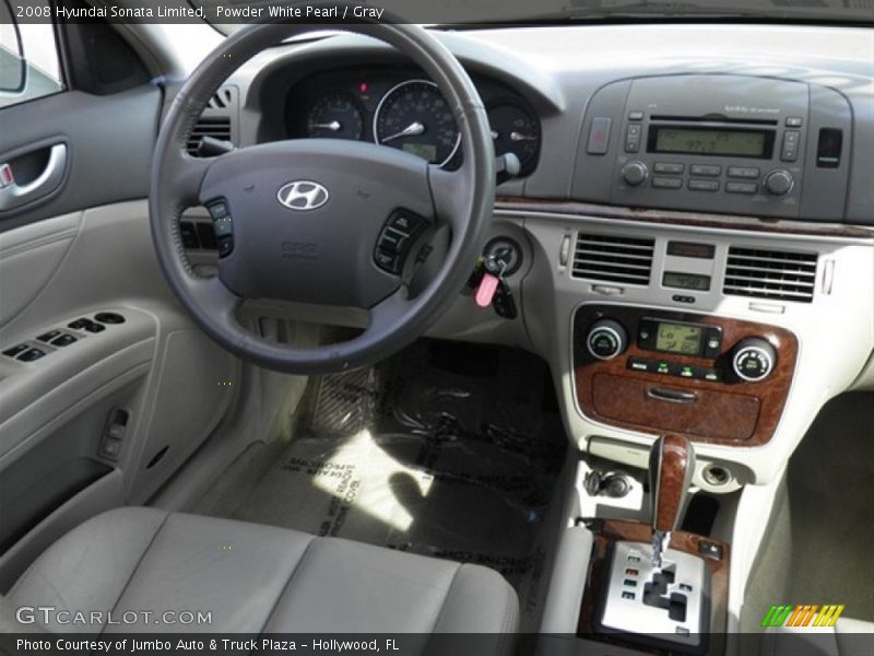 Powder White Pearl / Gray 2008 Hyundai Sonata Limited