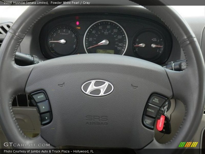 Powder White Pearl / Gray 2008 Hyundai Sonata Limited
