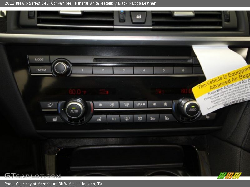 Mineral White Metallic / Black Nappa Leather 2012 BMW 6 Series 640i Convertible