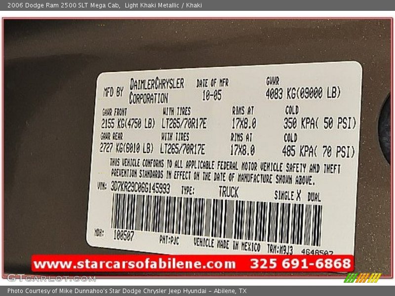 Light Khaki Metallic / Khaki 2006 Dodge Ram 2500 SLT Mega Cab