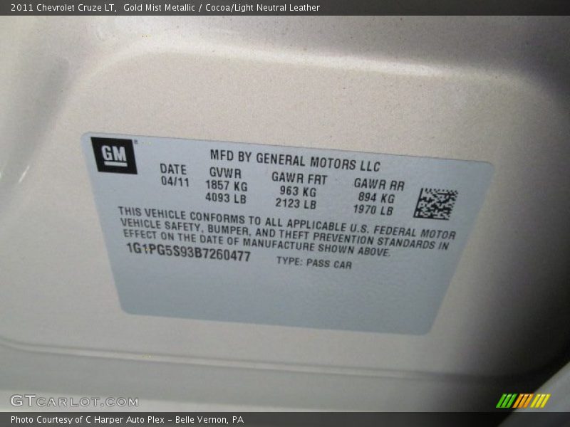 Gold Mist Metallic / Cocoa/Light Neutral Leather 2011 Chevrolet Cruze LT