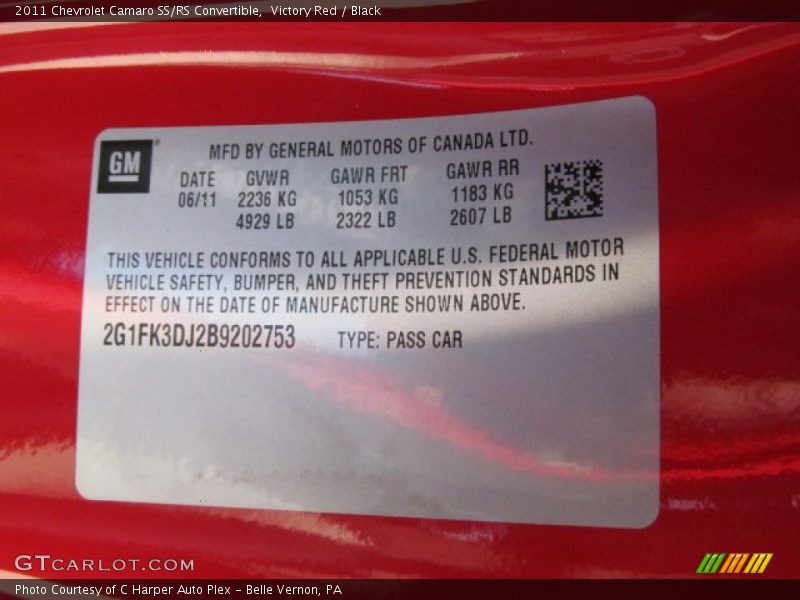 Victory Red / Black 2011 Chevrolet Camaro SS/RS Convertible