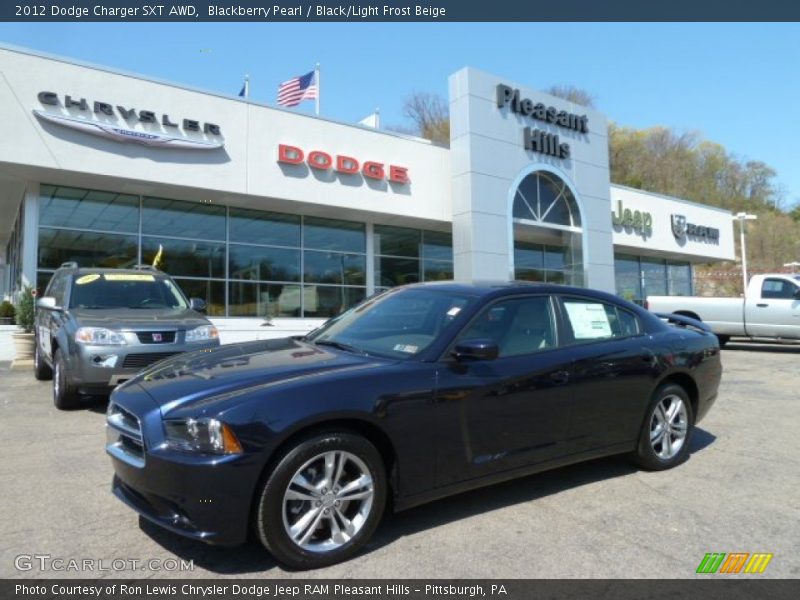 Blackberry Pearl / Black/Light Frost Beige 2012 Dodge Charger SXT AWD
