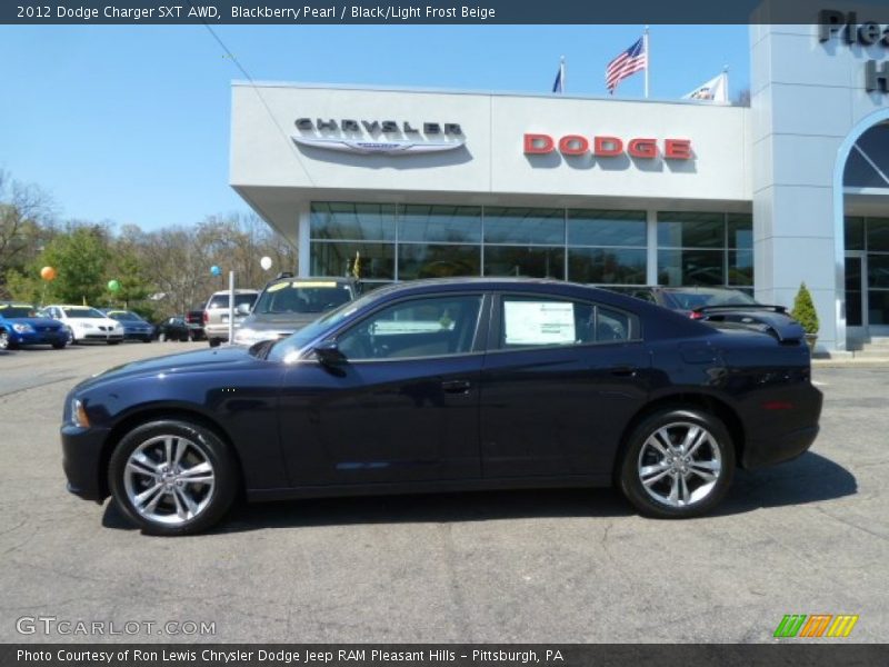 Blackberry Pearl / Black/Light Frost Beige 2012 Dodge Charger SXT AWD