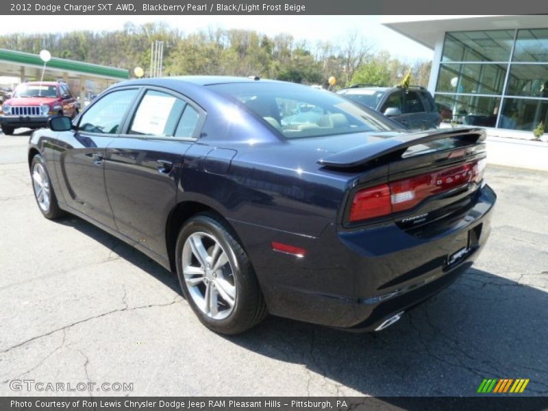 Blackberry Pearl / Black/Light Frost Beige 2012 Dodge Charger SXT AWD