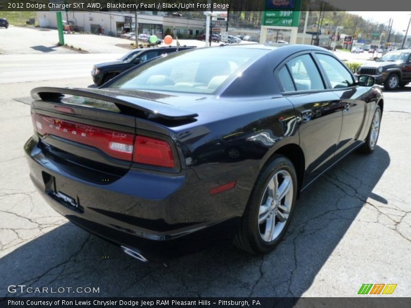 Blackberry Pearl / Black/Light Frost Beige 2012 Dodge Charger SXT AWD