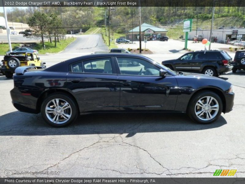 Blackberry Pearl / Black/Light Frost Beige 2012 Dodge Charger SXT AWD
